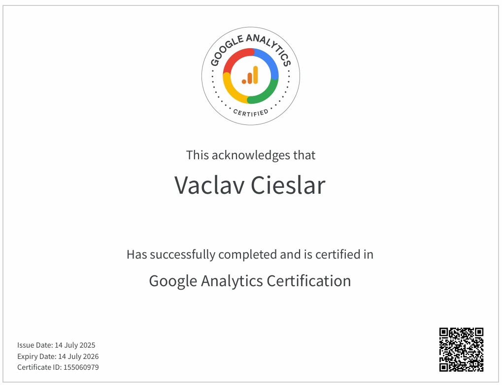 Google Analytics Certifikát